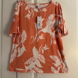 Liz Claiborne light Coral and White Floral Short-Sleeve Tee